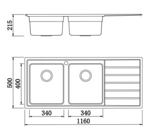 CHẬU RỬA BÁT KONOX EUROPEAN SINK ARTUSI KS11650 1D BÀN PHẢI - kich thuoc chau rua konox premium ks11650 2b3