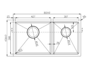 CHẬU RỬA BÁT KONOX UNDERMOUNT SINK CUBE 8144DU - kich thuoc lap dat chau rua bat konox KN8144DU