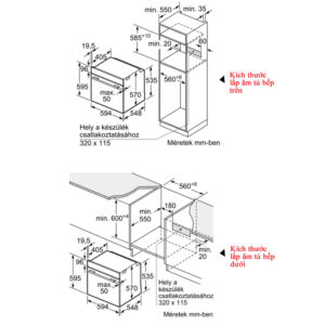 LÒ NƯỚNG ÂM TỦ BOSCH HBA534EB0 SERIE 4 - kich thuoc lap lo nuong bosch HBA534EB0