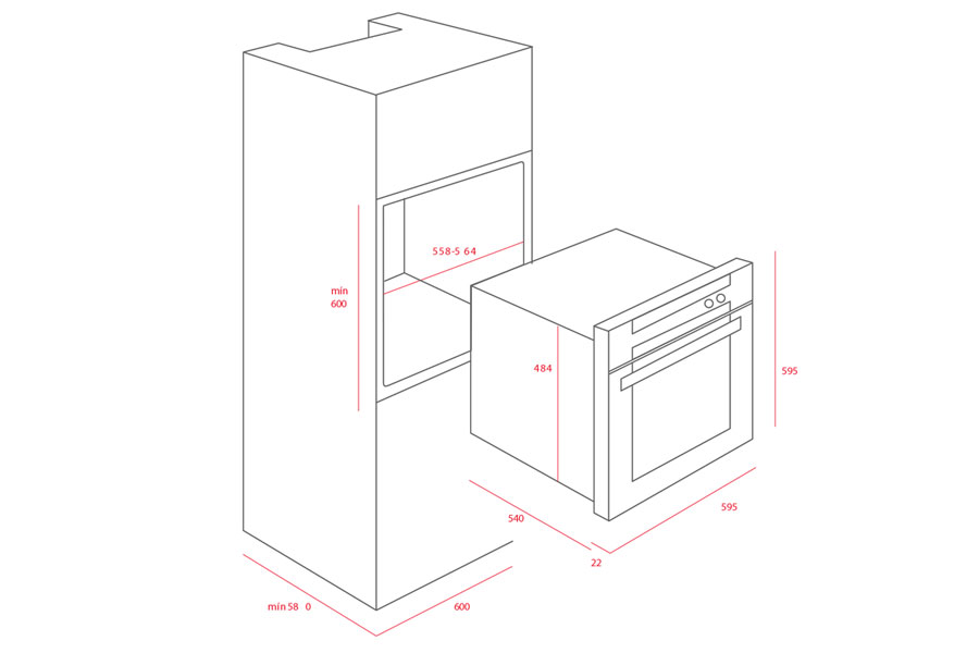 LÒ NƯỚNG ÂM TỦ TEKA HL 45.15 - kich thuoc lo nuong hl 45