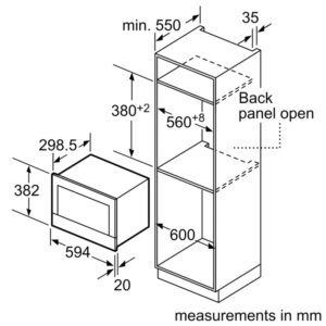 LÒ VI SÓNG SIEMENS BF722R1B1 ÂM TỦ IQ700 - kich thuoc lo vi song Siemen am tu