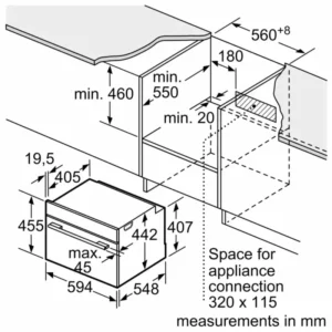 LÒ NƯỚNG KẾT HỢP VI SÓNG BOSCH CMG778NB1 SERIES 8 - kich thuoc lo vi song bosch cmg778nb1