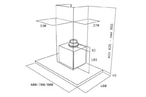 MÁY HÚT MÙI ÁP TƯỜNG TEKA DJ 750 - kich thuoc may hut mui dj 950 7501