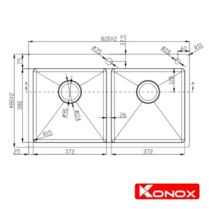 CHẬU RỬA BÁT KONOX OVERMOUNT SINK KN8248DOB - kich thuoc kn8248dob 2b03420ef6c04689a0a471d06c97d9d5 5f06306be1af4300b61c540441412b29 master