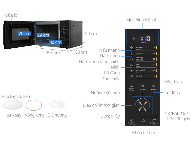 LÒ VI SÓNG ELECTROLUX ĐỂ BÀN TÍCH HỢP NƯỚNG ĐỐI LƯU 23L ULTIMATETASTE 500 EMG23D22B