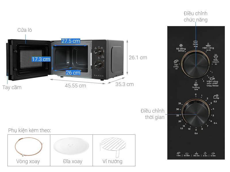 LÒ VI SÓNG ELECTROLUX ĐỂ BÀN TÍCH HỢP NƯỚNG 20L ULTIMATETASTE 300 EMG20K22B
