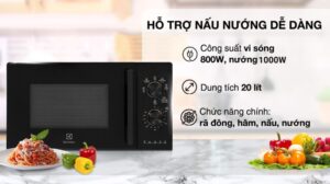 LÒ VI SÓNG ELECTROLUX ĐỂ BÀN TÍCH HỢP NƯỚNG 20L ULTIMATETASTE 300 EMG20K22B - lo vi song electrolux emg20k22b 20 lit 130223 034947