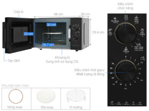 LÒ VI SÓNG ELECTROLUX ĐỂ BÀN TÍCH HỢP NƯỚNG ĐỐI LƯU 23L ULTIMATETASTE 300 EMG23K22B - lo vi song electrolux emg23k22b 23 lit 12