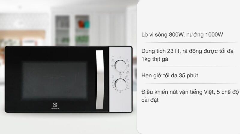 LÒ VI SÓNG ELECTROLUX ĐỂ BÀN TÍCH HỢP NƯỚNG 23L EMG23K38GB