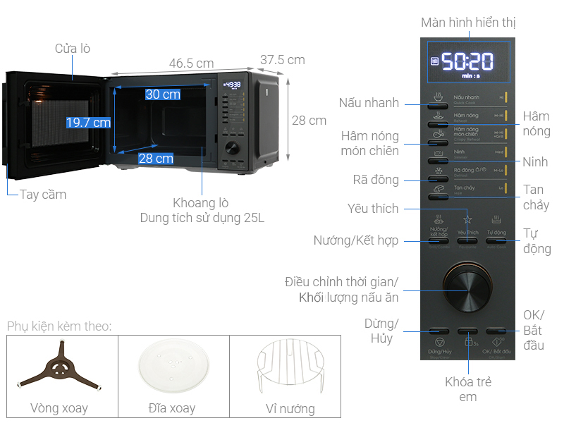 LÒ VI SÓNG ELECTROLUX ĐỂ BÀN TÍCH HỢP NƯỚNG ĐỐI LƯU 25L ULTIMATETASTE 500 EMG25D22BM