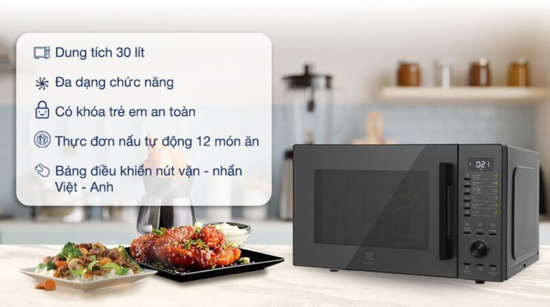 LÒ VI SÓNG ELECTROLUX ĐỂ BÀN TÍCH HỢP NƯỚNG ĐỐI LƯU 30L ULTIMATETASTE 500 EMG30D22BM - lo vi song electrolux emg30d22bm 30 lit638200053427242276
