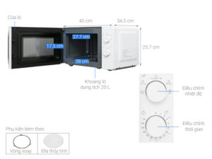 LÒ VI SÓNG ĐỨNG ELECTROLUX EMM20K18GW 20 LÍT - lo vi song electrolux emm20k18gw
