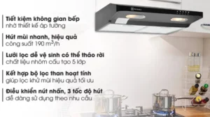 MÁY HÚT MÙI TÍCH HỢP BẰNG THÉP ELECTROLUX EFT6032K DẠNG CỔ ĐIỂN 60CM - may hut mui electrolux eft6032k 1