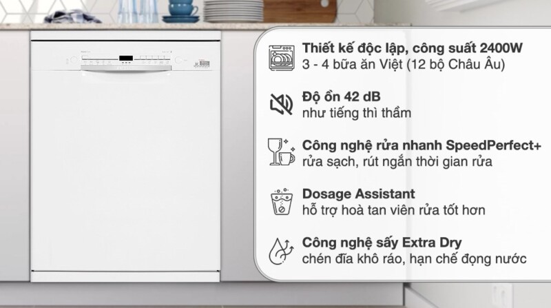 THÔNG SỐ MÁY RỬA CHÉN ĐỘC LẬP BOSCH SMS2ITW04E SERI 2