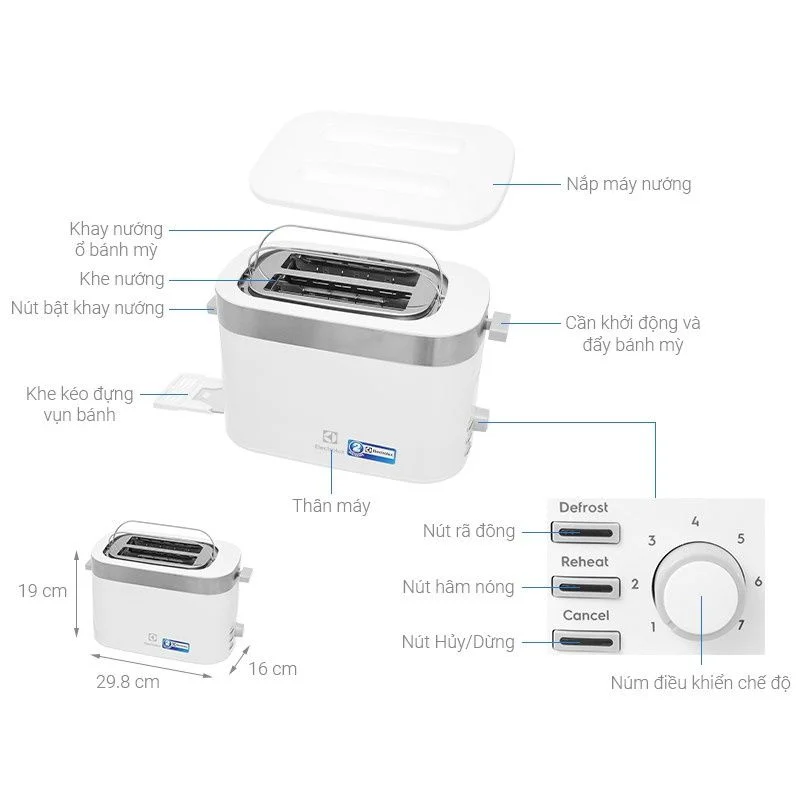 MÁY NƯỚNG BÁNH MÌ ELECTROLUX E2TS1-100W - may nuong banh mi electrolux e2ts1 100w 506d3a82471142d58ba6e33174891808 master 1