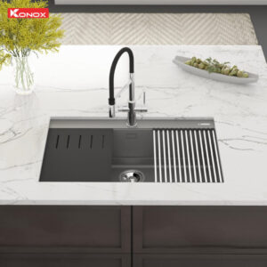CHẬU RỬA BÁT KONOX ĐÁ GRANITE SINK TERRA 790S GREY - phoi canh 3D chau rua bat da Konox Terra 790S Grey 3 1