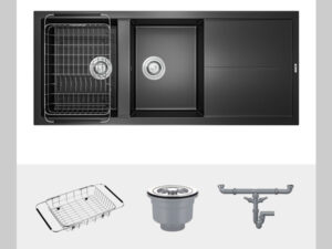 CHẬU RỬA BÁT KONOX GRANITE SINK LIVELLO SMART 1160 GREY - phu kien chau rua bat granite sink livello smart 1160 black 1