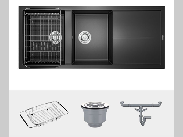 CHẬU RỬA BÁT KONOX GRANITE SINK LIVELLO SMART 1160 GREY - phu kien chau rua bat granite sink livello smart 1160 black 1