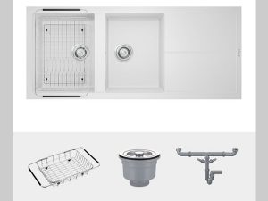 CHẬU RỬA BÁT KONOX GRANITE SINK LIVELLO SMART 1160 BLACK - phu kien chau rua bat granite sink livello smart 1160 silver 300x225 1