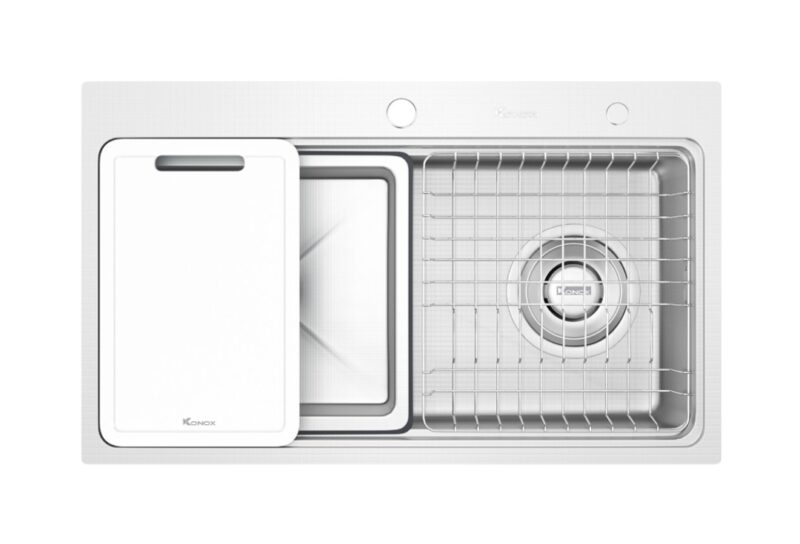 CHẬU RỬA BÁT 1 HỐ CHỐNG XƯỚC KONOX WORKSTATION SINK KN8048TS DEKOR