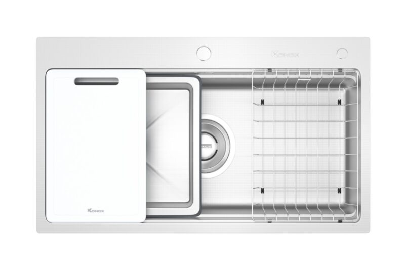 CHẬU RỬA BÁT 1 HỐ CHỐNG XƯỚC KONOX WORKSTATION SINK KN8751TS DEKOR
