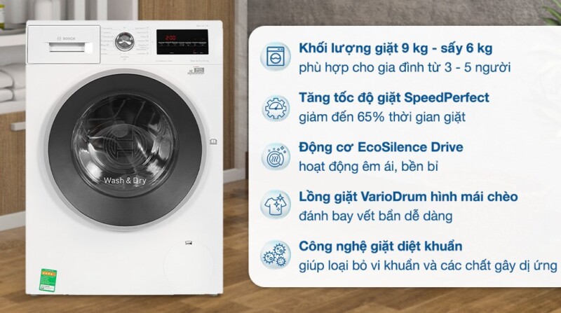 MÁY GIẶT BOSCH KẾT HỢP SẤY 9KG/6KG HMH.WNA14400SG SERIES 4 - say bosch 9 kg wna14400sg638473451473636731