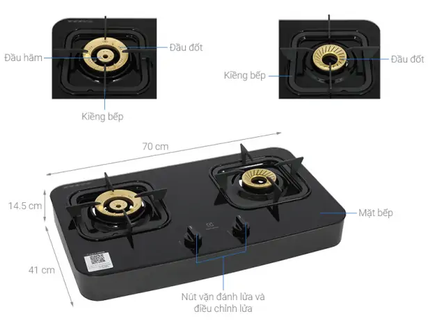 BẾP GA DƯƠNG ELECTROLUX 70CM ETG7286GKR ULTIMATETASTE 300 2 VÙNG NẤU
