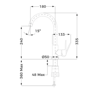 VÒI RỬA TEKA IN 915 BLACK 3/8_1/2 53915620N - son 177