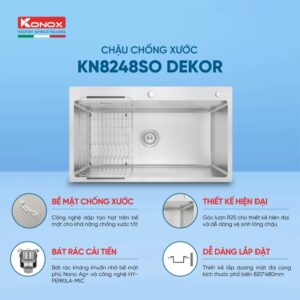 CHẬU RỬA BÁT CHỐNG XƯỚC KONOX WORKSTATION SINK KN8248SO DEKOR - tinh nang chau rua bat 1 ho chong xuoc Konox KN8248SO Dekor