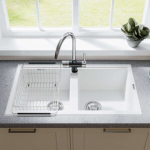 CHẬU RỬA BÁT KONOX GRANITE SINK PHOENIX SMART 860 WHITE SILVER - tr