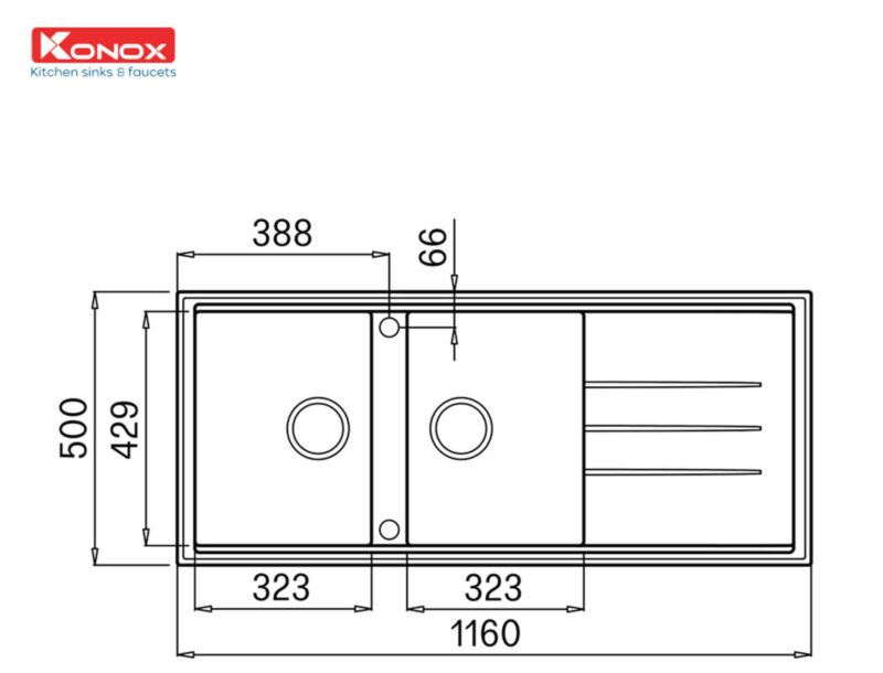 CHẬU RỬA BÁT KONOX GRANITE SINK PHOENIX 1160 GREY - tskt chau rua bat granite sink phoenix 1160 bepnhanphat e1659158841119 1