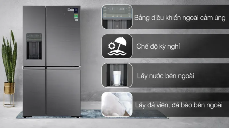 TỦ LẠNH ELECTROLUX 4 CÁNH 609 LÍT EQE6879A-B INVERTER ULTIMATETASTE 900 MÀU XÁM ĐẬM GLOSSY