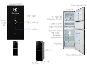 TỦ LẠNH ELECTROLUX 3 CÁNH 337 LÍT EME3700H-H INVERTER MÀU ĐEN BÓNG - tu lanh electrolux eme3700h h