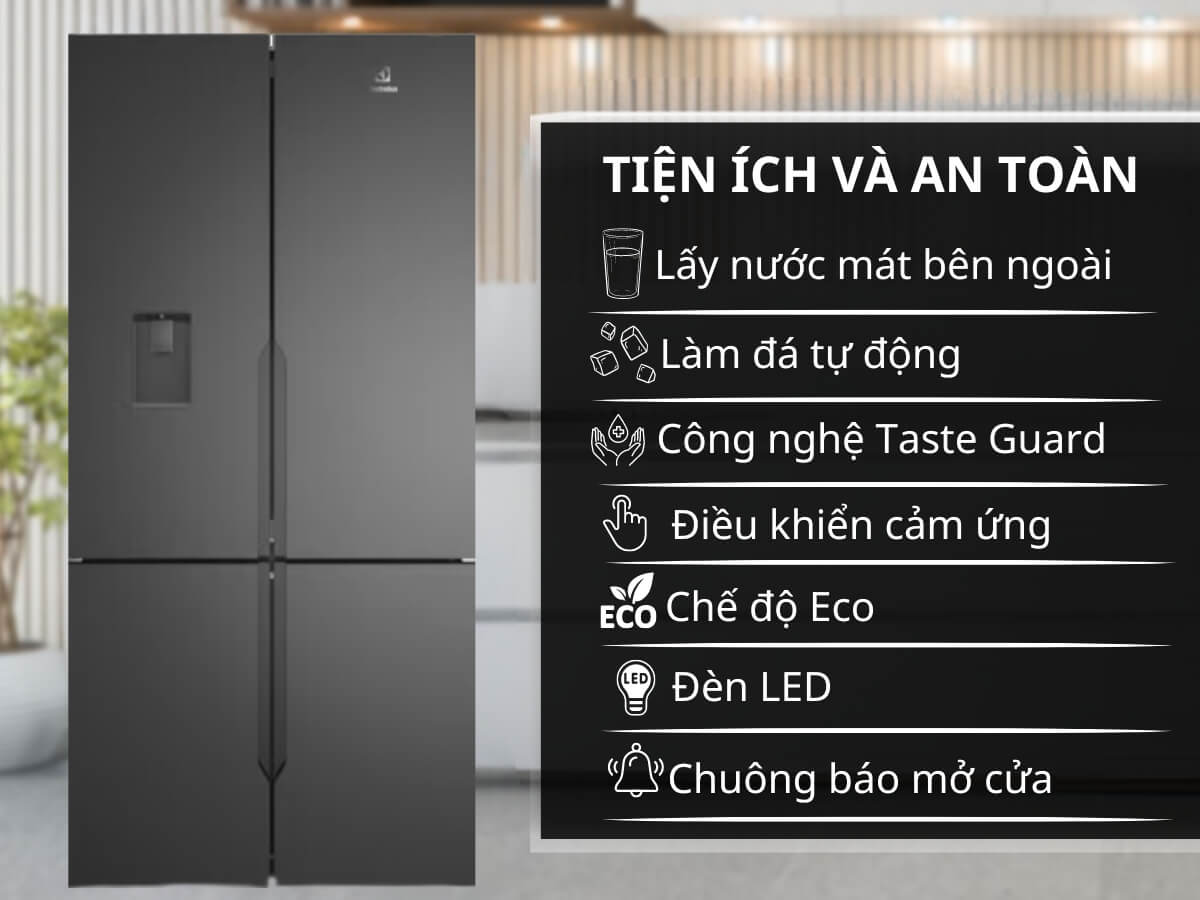 TỦ LẠNH ELECTROLUX 4 CÁNH 562L EQE5660A-B ULTIMATETASTE 700 MÀU ĐEN NHÁM MATT