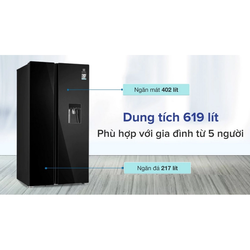 TỦ LẠNH SIDE BY SIDE ELECTROLUX 619 LÍT ESE6645A-BVN INVERTER ULTIMATETASTE 700 - KÍNH ĐEN