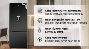 TỦ LẠNH ELECTROLUX NGĂN ĐÁ DƯỚI EBB3762K-H INVERTER ULTIMATETASTE 300 335L MÀU ĐEN BÓNG ( CÓ NGĂN ĐÔNG MỀM) - tu lanh electrolux inverter 335 lit ebb3762k h638012796093138734