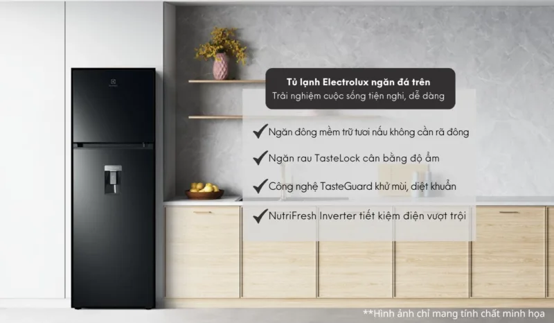 TỦ LẠNH ELECTROLUX NGĂN ĐÁ TRÊN ETB3740M-H ULTIMATETASTE 300 341L - tu lanh electrolux inverter etb3740m h 1