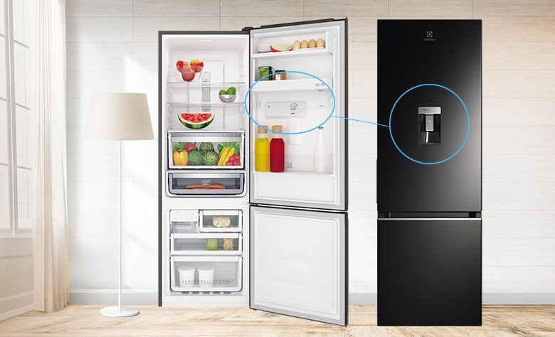 TỦ LẠNH ELECTROLUX NGĂN ĐÁ DƯỚI EBB3742K-H INVERTER ULTIMATETASTE 300 335L MÀU ĐEN BÓNG ( CÓ NGĂN ĐÔNG MỀM)