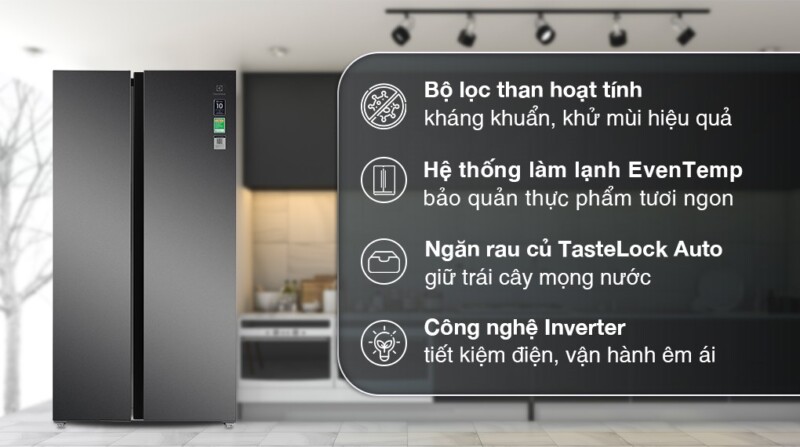 TỦ LẠNH SIDE BY SIDE ELECTROLUX 624 LÍT ESE6600A-AVN INVERTER ULTIMATETASTE 700 MÀU BẠC