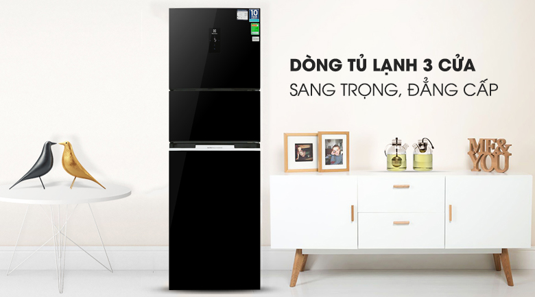 TỦ LẠNH ELECTROLUX 3 CÁNH 337 LÍT EME3700H-H INVERTER MÀU ĐEN BÓNG