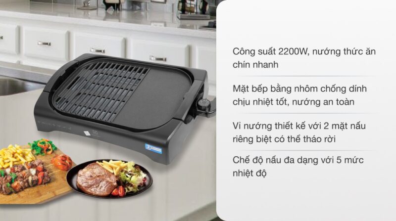 VỈ NƯỚNG ĐIỆN ĐỂ BÀN ELECTROLUX ETTG1-40BK - vi vn electrolux ettg1 40bk 2200w 01