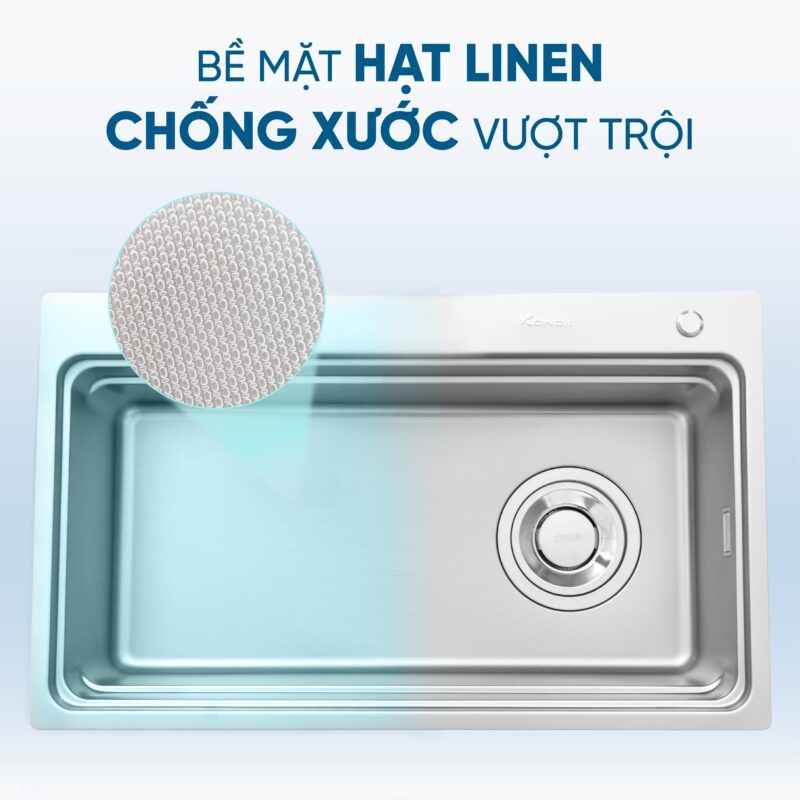 CHẬU RỬA BÁT 1 HỐ CHỐNG XƯỚC KONOX WORKSTATION SINK KN8048TS DEKOR - vn 11134208 7ras8