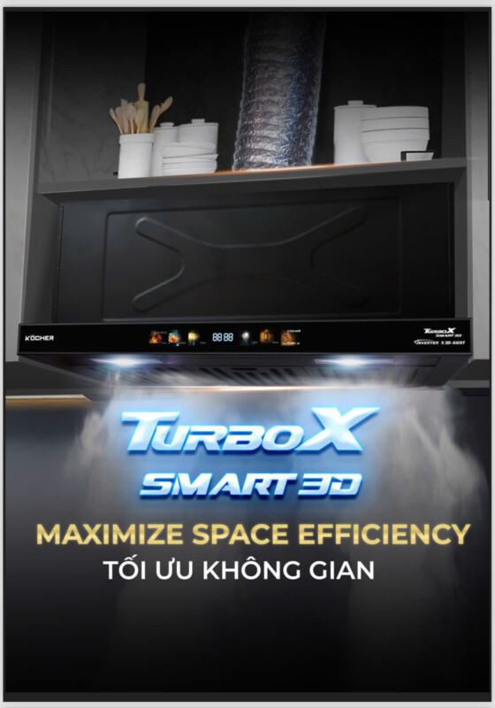 MÁY HÚT MÙI KOCHER TURBO 3D X3D-350D MÀU ĐEN