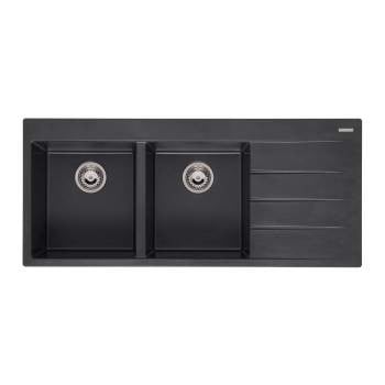 CHẬU RỬA BÁT ĐÁ 2 HỘC 1 BÀN REGINOX BREDA 30 ĐEN HMH.R33739 - 23 1