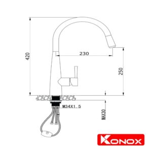 VÒI RỬA BÁT DÂY RÚT KONOX KN1901B - Ban ve KN1901B scaled 1
