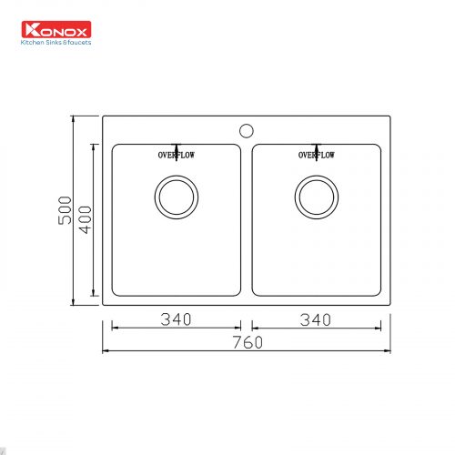 CHẬU RỬA BÁT KONOX TOPMOUNT SINK UNICO 7650