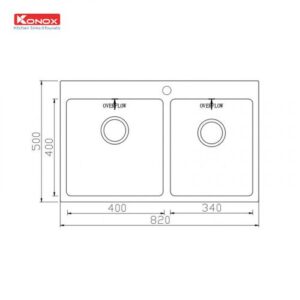 CHẬU RỬA BÁT KONOX TOPMOUNT SINK UNICO 8250 - Chau rua bat Topmount Sink Unico 8250 ban ve 500x500 1