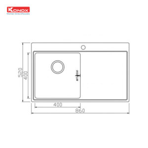 CHẬU RỬA BÁT KONOX TOPMOUNT SINK UNICO 8652 - Chau rua bat Topmount Sink Unico 8652 ban ve