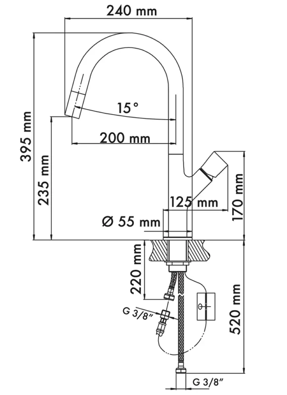 VÒI RỬA ELICA PARMIXEXT NANOSTONE N6 DEEP BLACK - PARMIXEXT DT 1