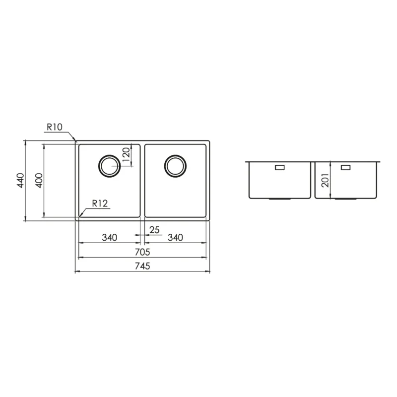 CHẬU RỬA ĐÔI ELICA MAKI ST-R PLADOS SL7420 SATIN FINISH - SL7420 DT
